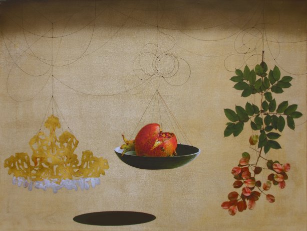 image 05_kaoru_mansour-pomegranate_and_chandelier_2017_30in_x_40in_acrylic_22k_gold_leaf_silver_leaf_and_ink_on_canvas-jpg