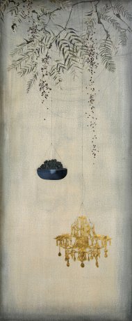 image 07_kaoru_mansour-quiet_pepper_tree_101_2014_60in_x_24in_acrylic_22k_gold_leaf_and_ink_on_canvas-jpg
