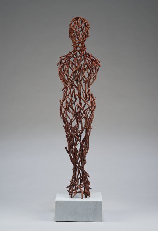 image 01a_tor_archer-a_woodland_appearance_2017_39in_x_9in_x9in_fabricated_copper_patina_marble_base-jpg
