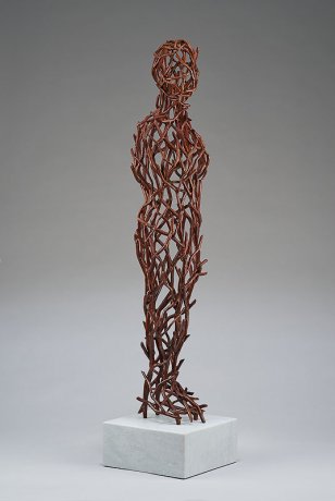 image 01b_tor_archer-a_woodland_appearance_2017_39in_x_9in_x9in_fabricated_copper_patina_marble_base-jpg